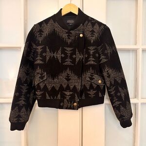 Pendleton Black and White Textured Bomber Jacket